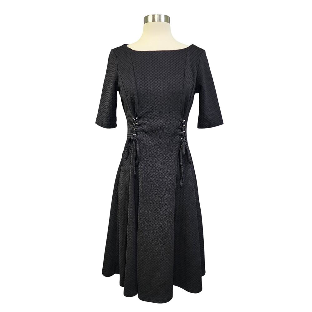 Julian Taylor Womens Lace Up Bodice Fit & Flare Dress Size 6 Black Academia - Picture 1 of 12